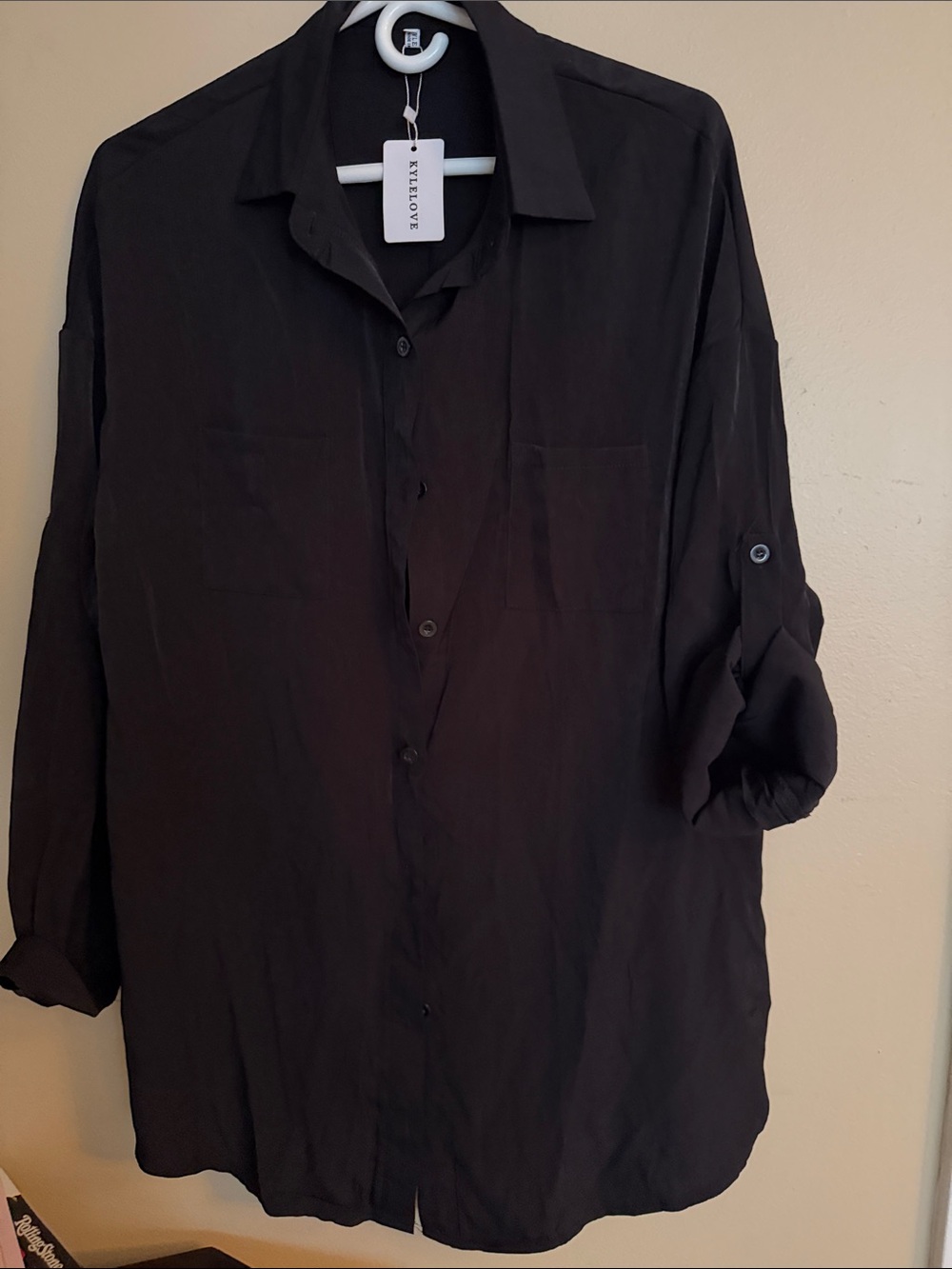 Men's Lightweight Black Shirt Jacket - Minimal Button Front